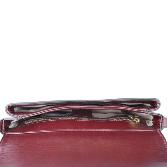 Gucci  Arli Flap Small Vitello Palmellato Lux Leather Crossbody Bag Burgundy - Picture 12 of 15